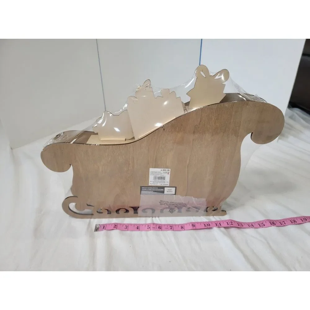 New Wooden Advent Calendar Boxes Santa‎ Sleigh Shape Countdown Christmas